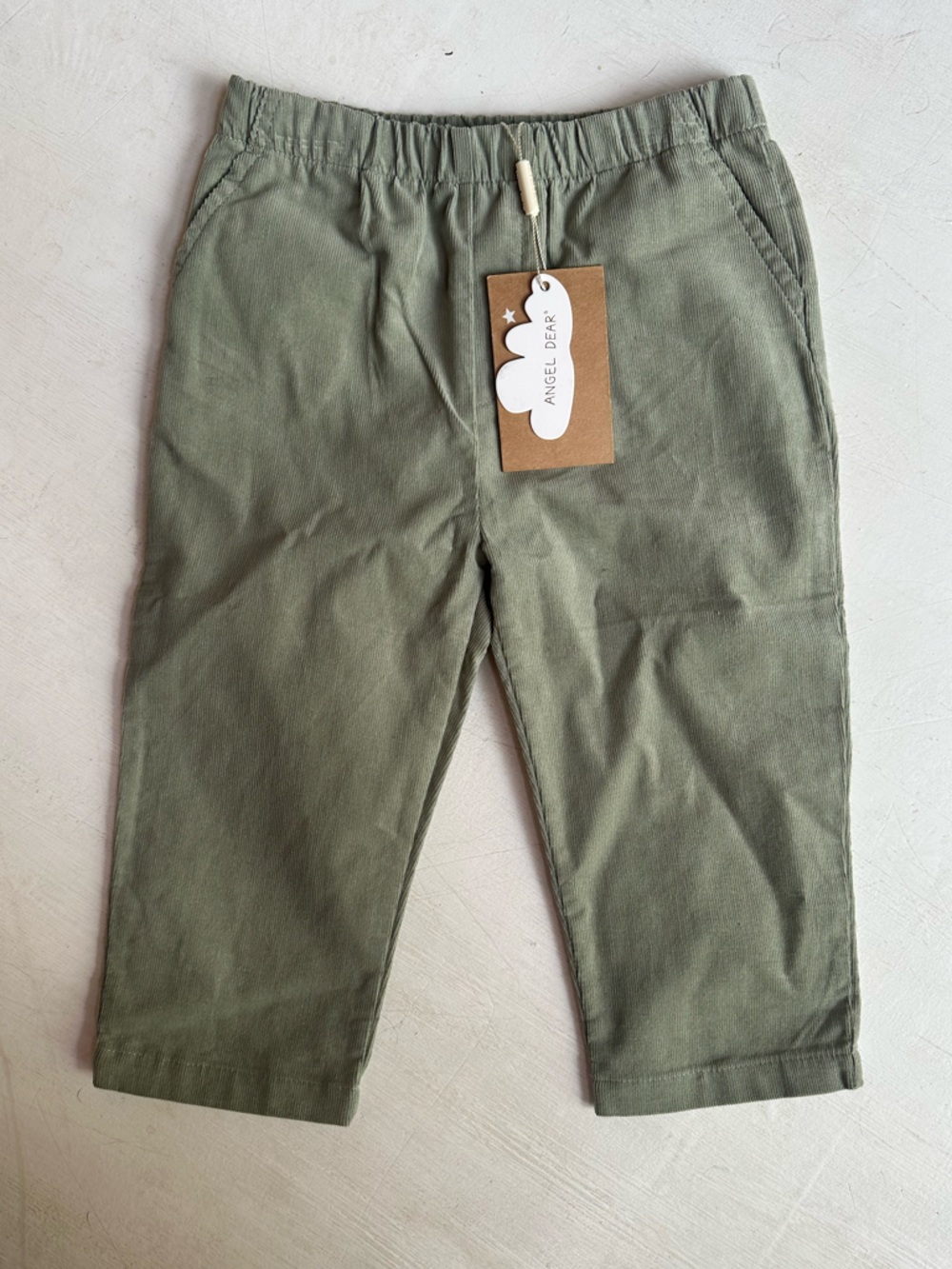 NWT Angel Dear Corduroy Sage Green Pants with Heart Pocket